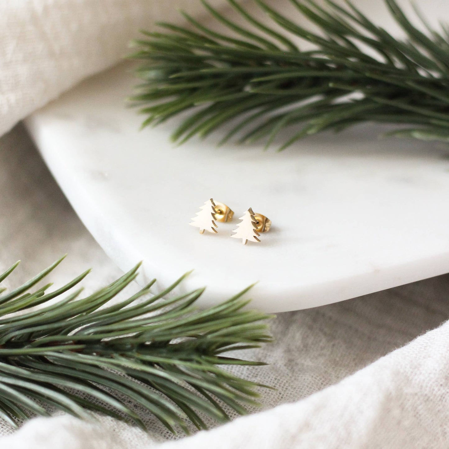 Mini Pine Tree Earrings | Gold or Silver