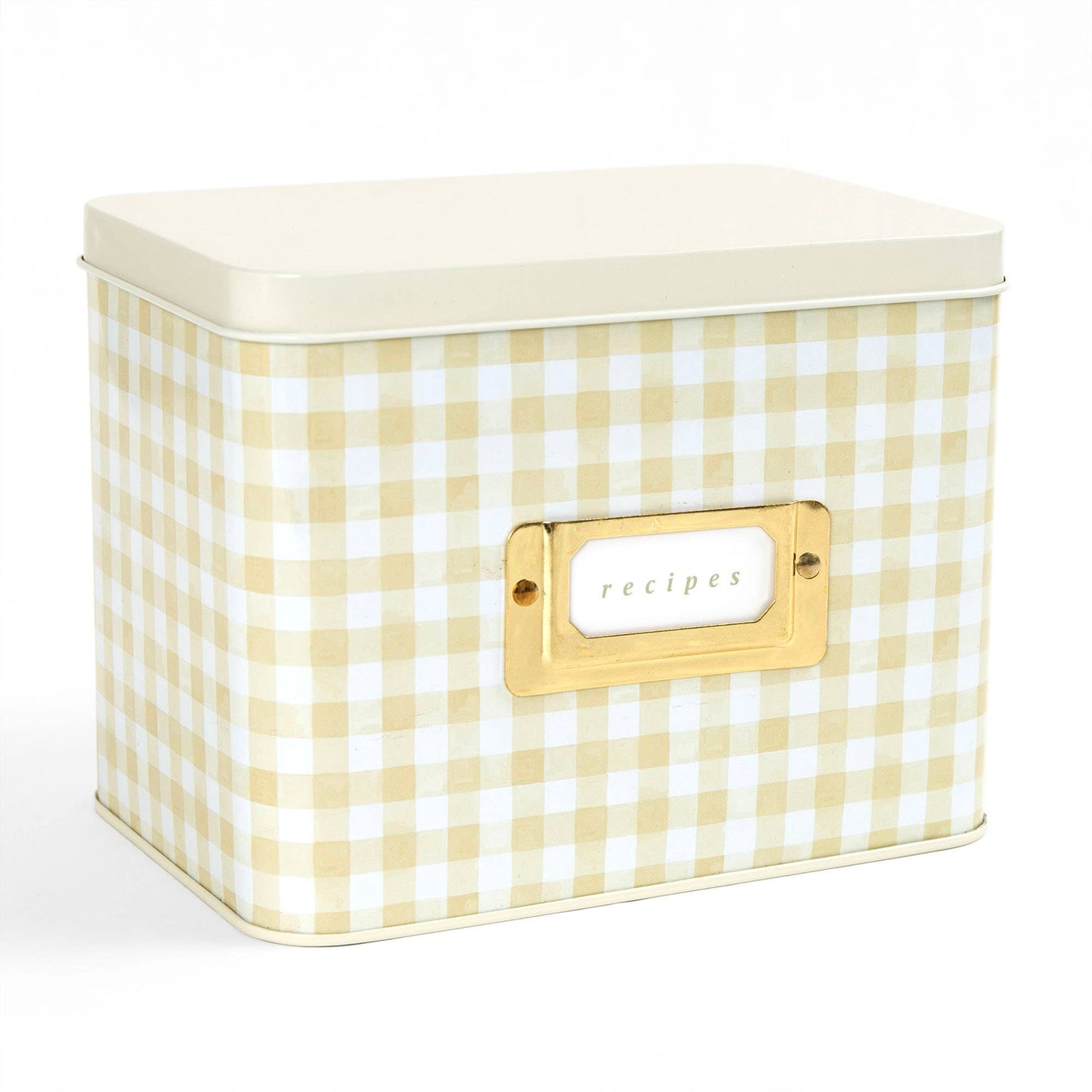 Beige Gingham Recipe Tin