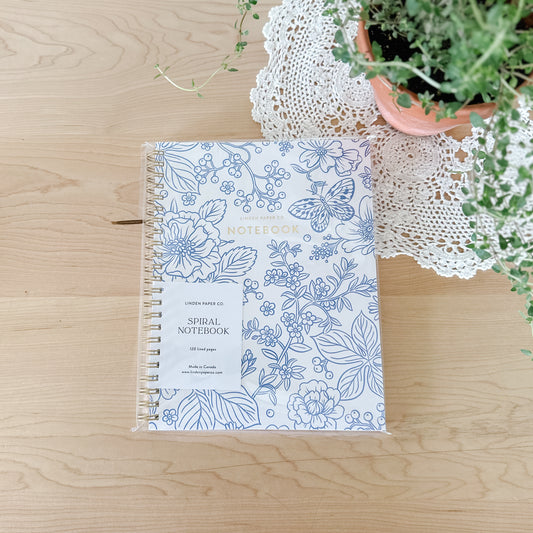 Blue Garden Notebook | Spiral Lined Notebook