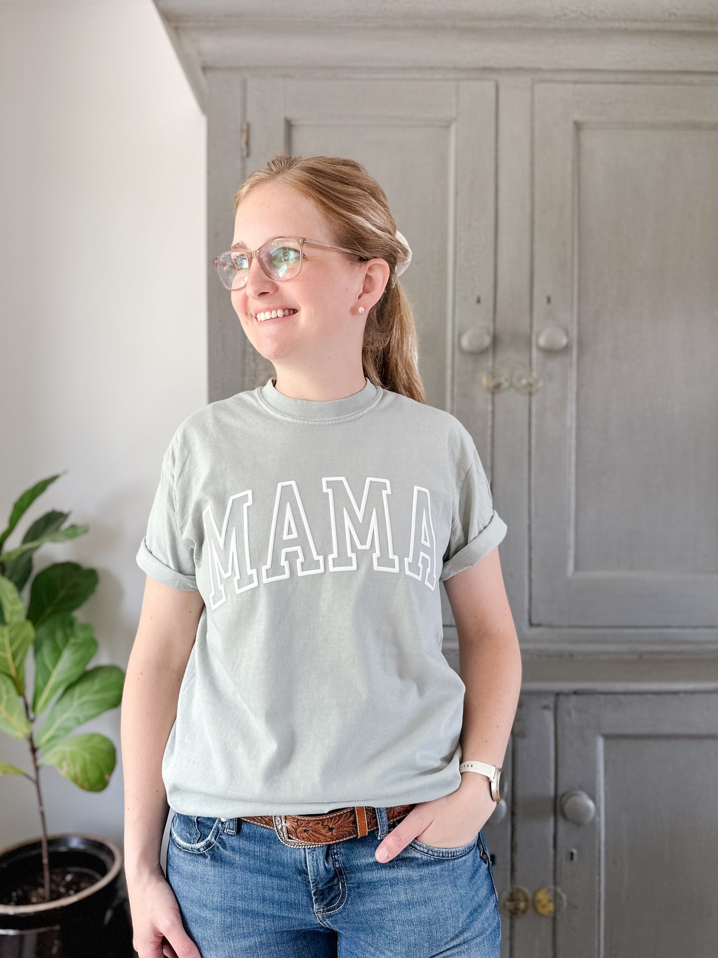 Varsity Mama Tee | Sage