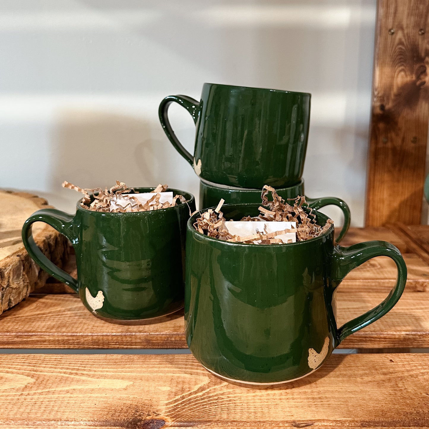Chicken Pottery Mug | Forest Green