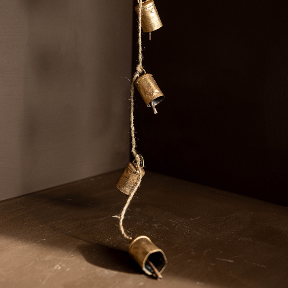 Barrel Iron Bell Holiday Hanging Garland | Small