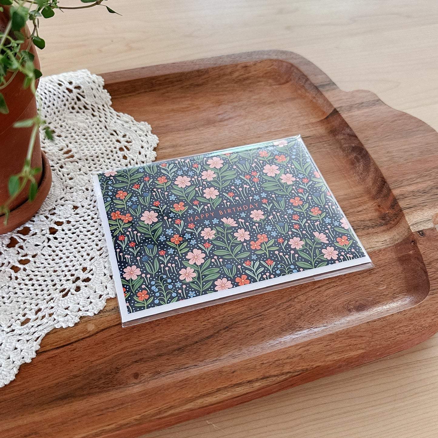 Navy Floral Birthday Card