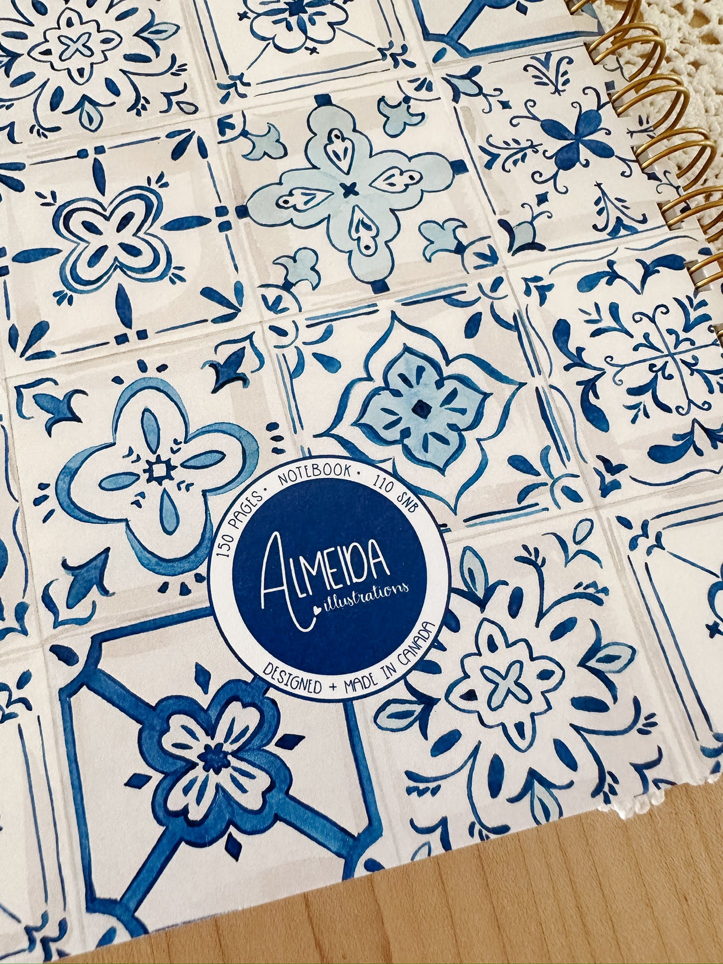 Blue Tiles Spiral Notebook | 150 Lined Pages
