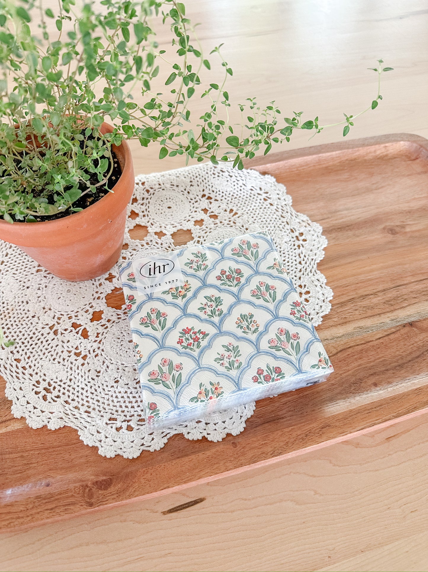 Blue Floral Lattice Napkins