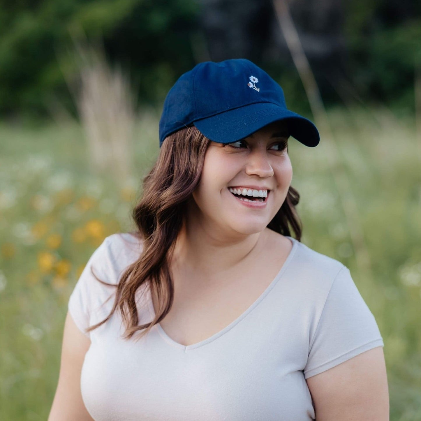 Navy Flower Cap