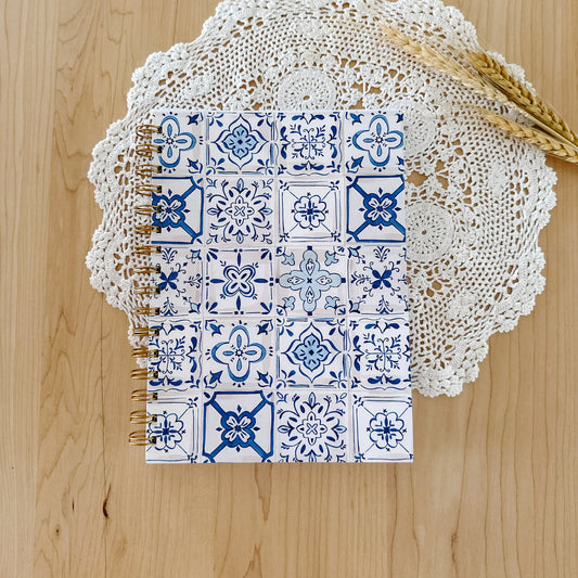 Blue Tiles Spiral Notebook | 150 Lined Pages