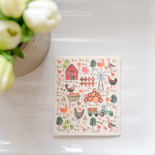 Farmyard Swedish Dishcloth | PREORDER