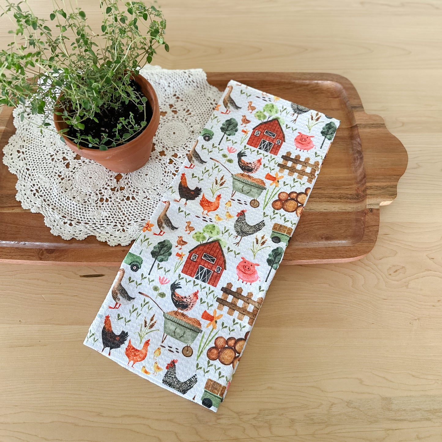 Farmyard Waffle Microfibre Dishtowel
