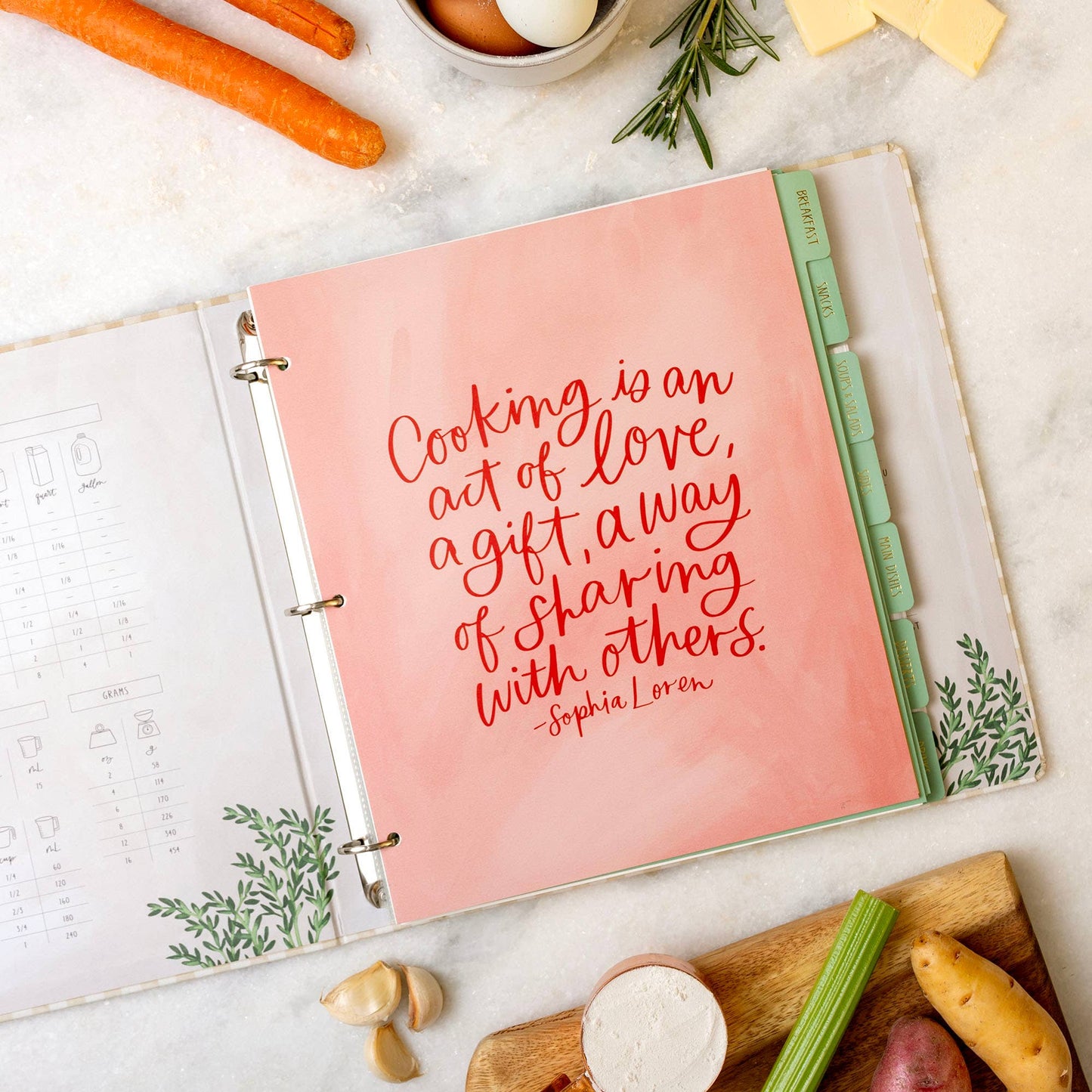 Beige Gingham Recipe Binder | Large