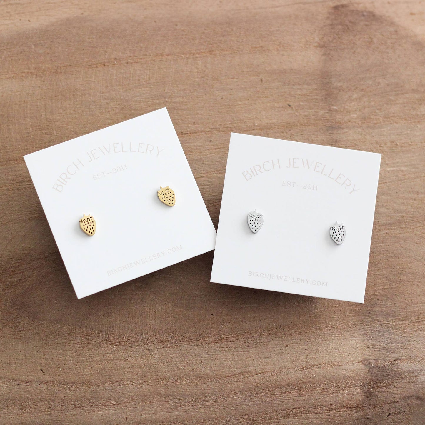 Mini Strawberry Stud Earrings | Gold or Silver