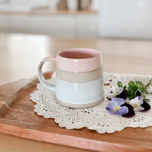 Pink + Blue Pottery Inspired Mug | 14 oz