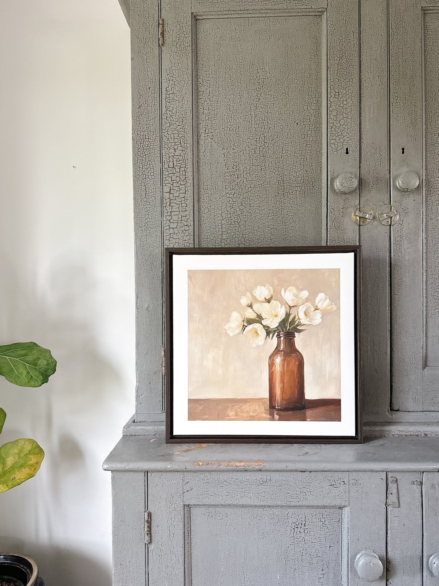 Floral Bouquet in Bottle Framed Print | 2 Frame Options