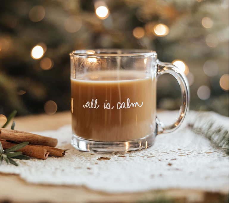 All is calm clear glass mug | 13 oz.