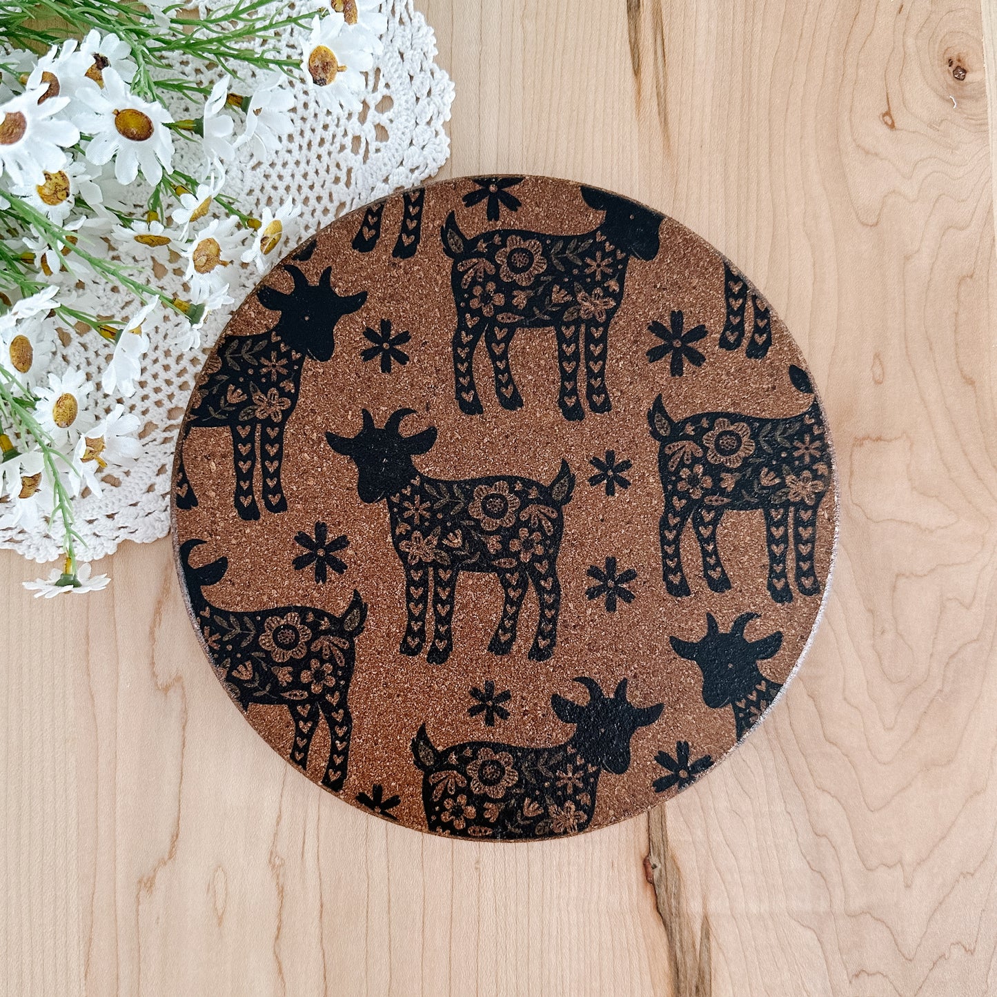 Floral Farm Animals Cork Trivets | 8 options