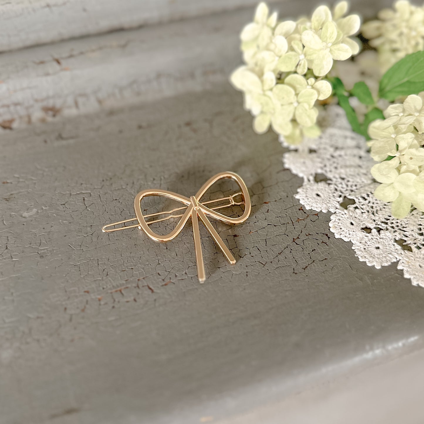 Gold Bow Hair Barrette