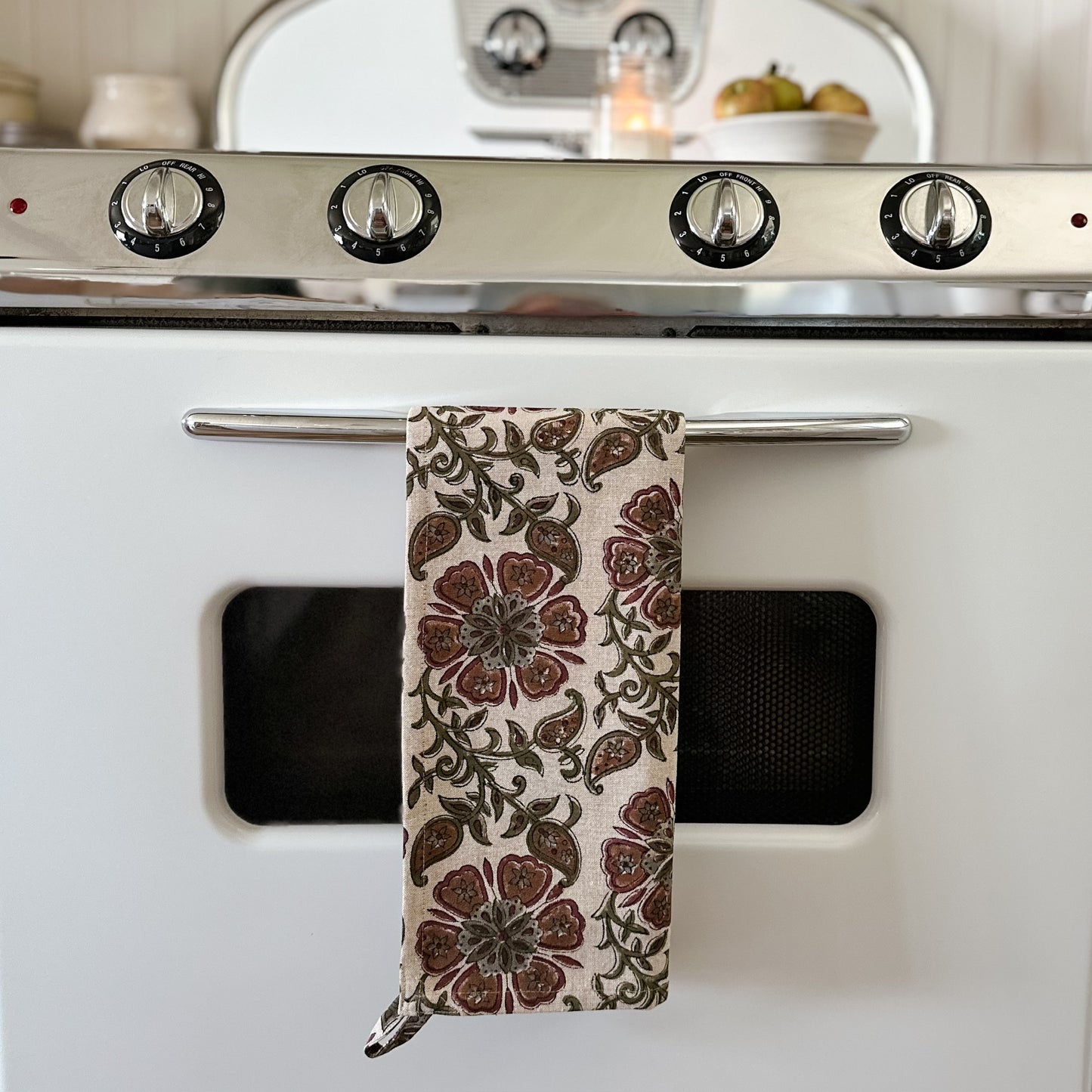 Heirloom Block Print Dishtowel | Brown