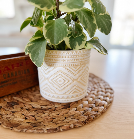 Aztec Flower Pot | Butter & White