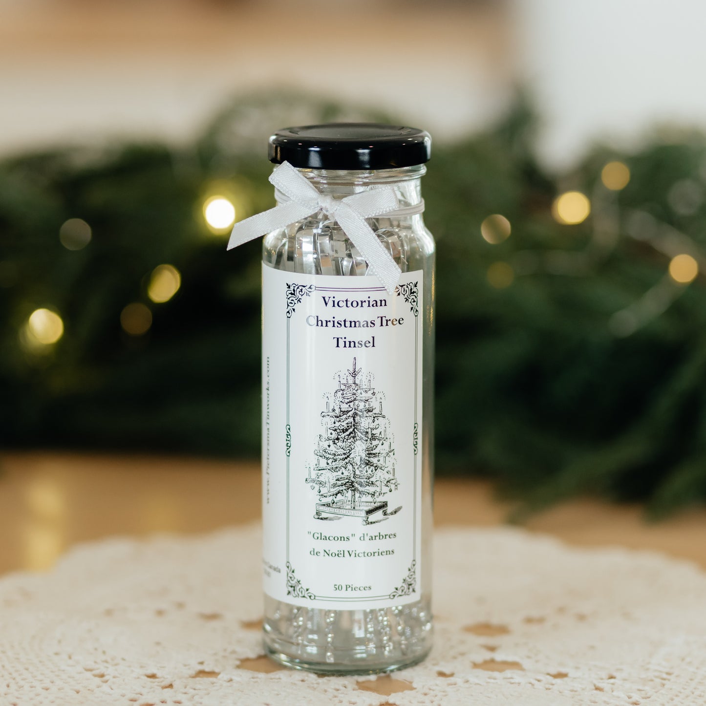 Victorian Christmas Tree Tinsel | Tin Icicle Ornaments | Set of 50