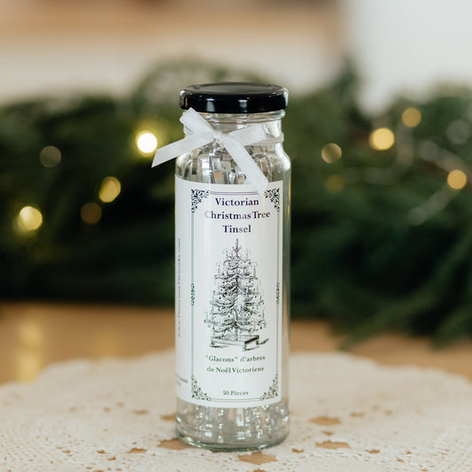 Victorian Christmas Tree Tinsel | Tin Icicle Ornaments | Set of 50