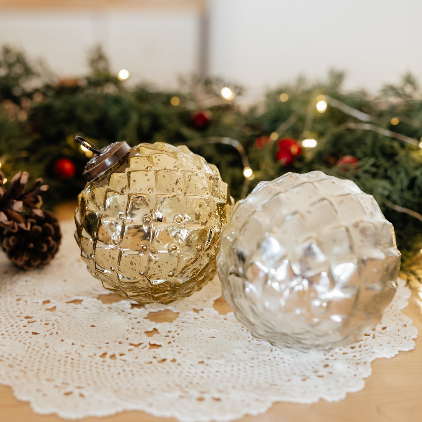 Distressed Glass Ornament | Silver and Gold