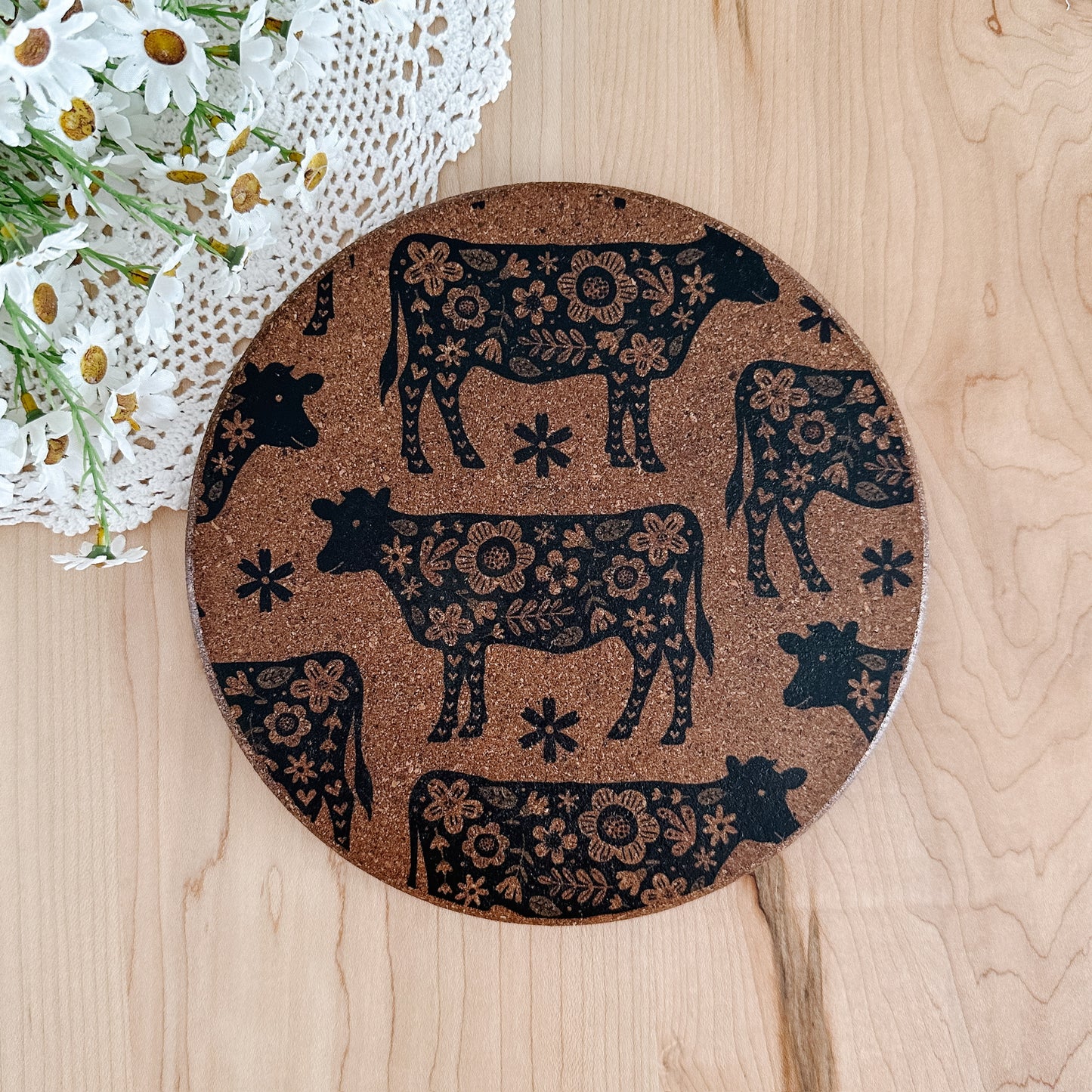 Floral Farm Animals Cork Trivets | 8 options