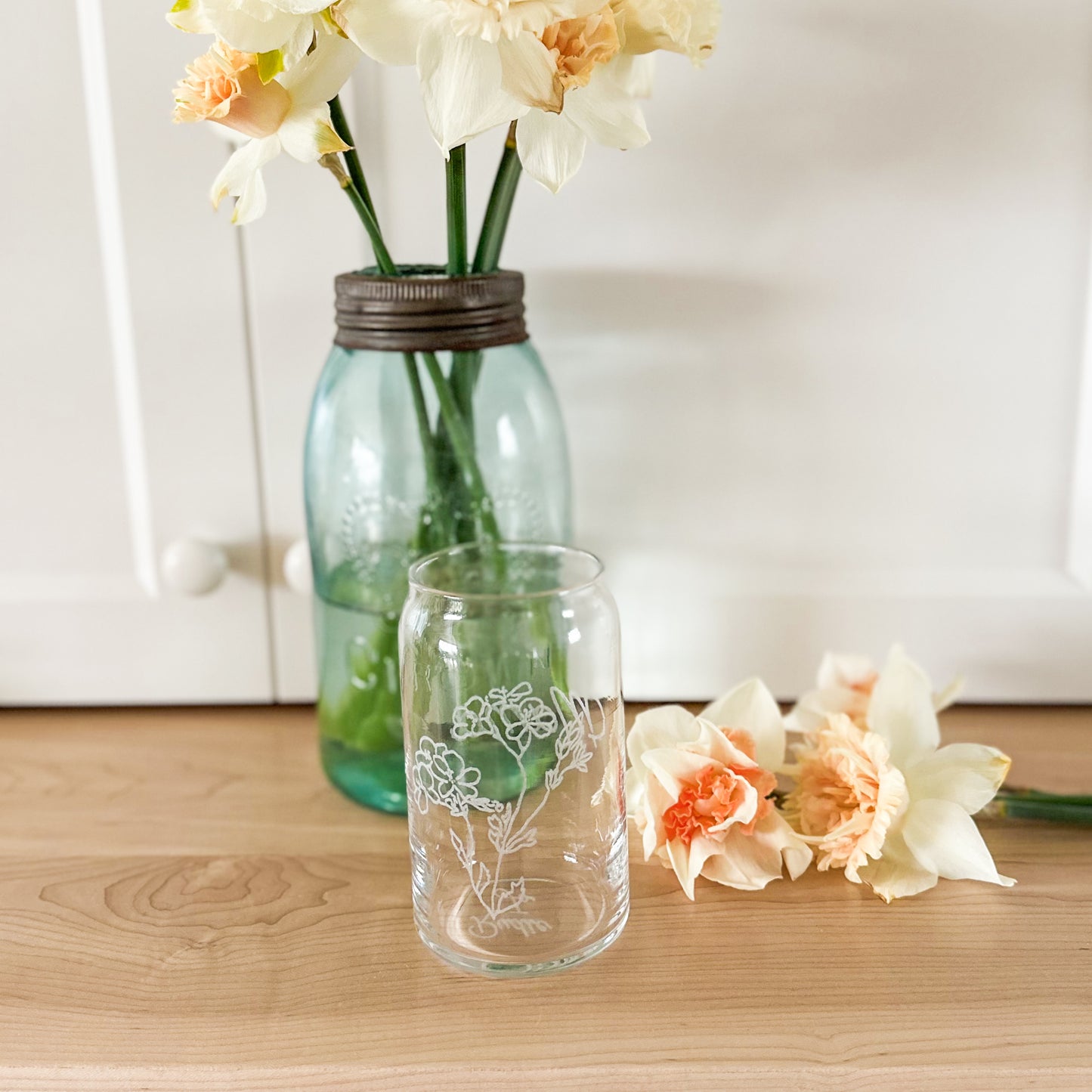 Mama Floral Drinking Glass