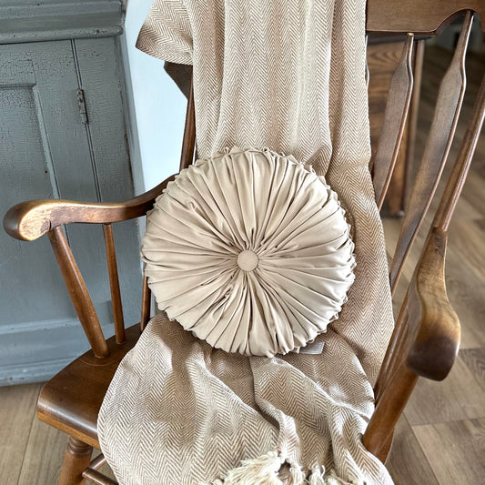 Velvet Round Cushion | Taupe