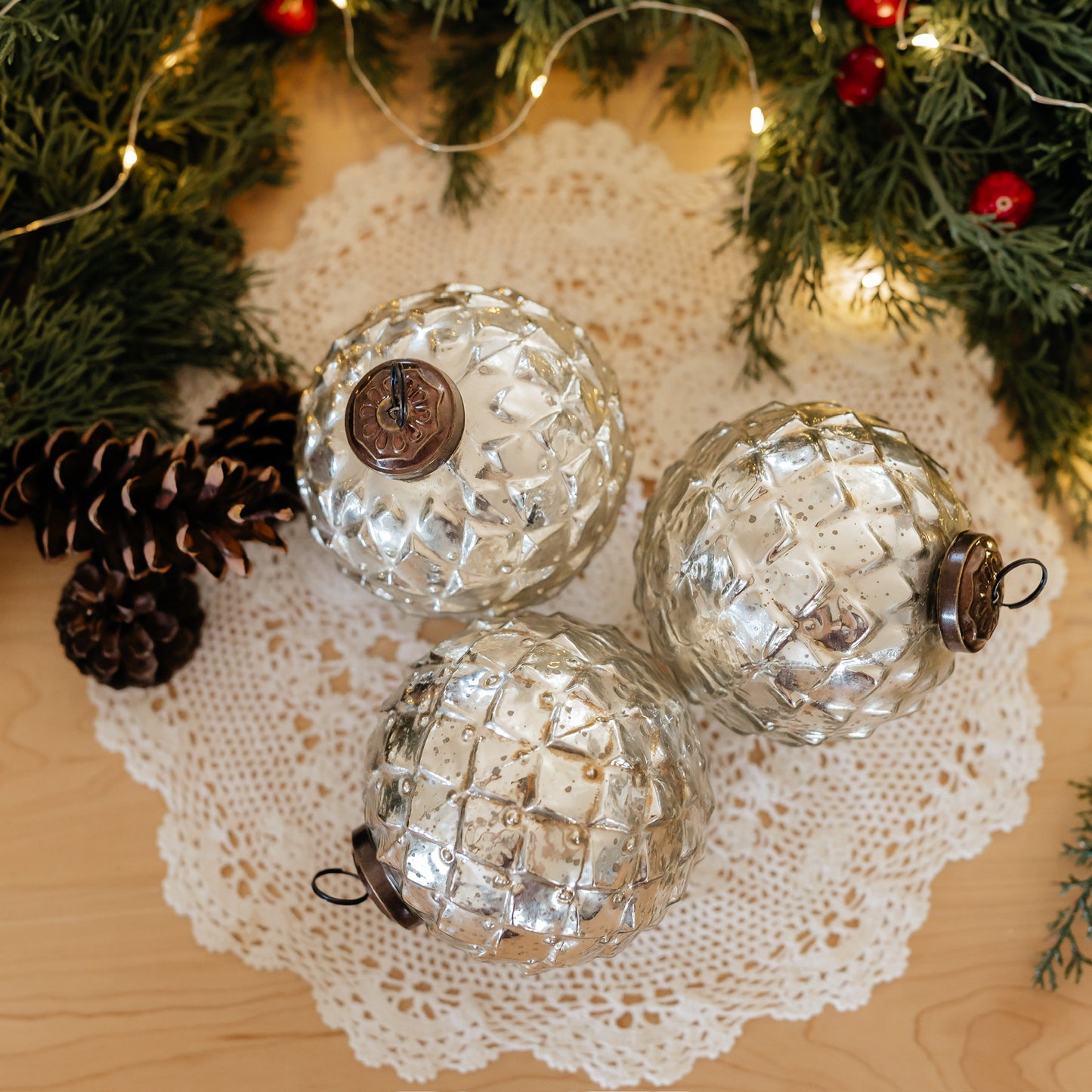 Distressed Glass Ornament | Silver and Gold