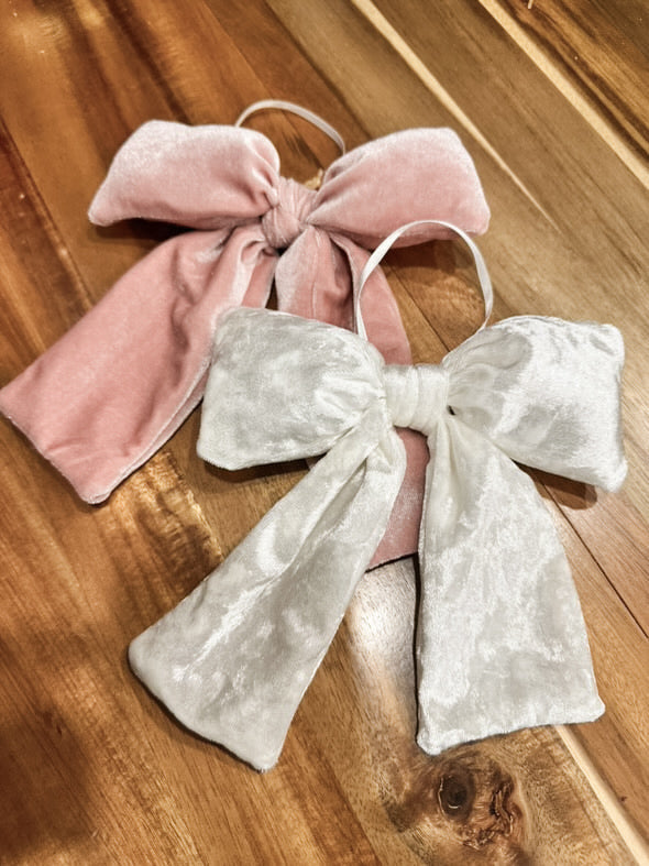 Large Handmade Velvet Bow | Pink & Cream