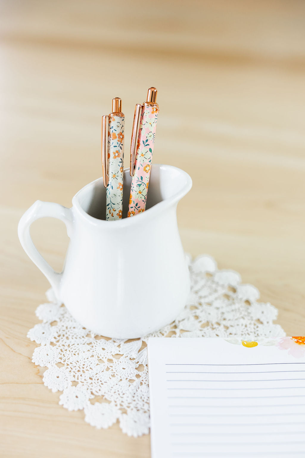 Rose Gold Floral Pens