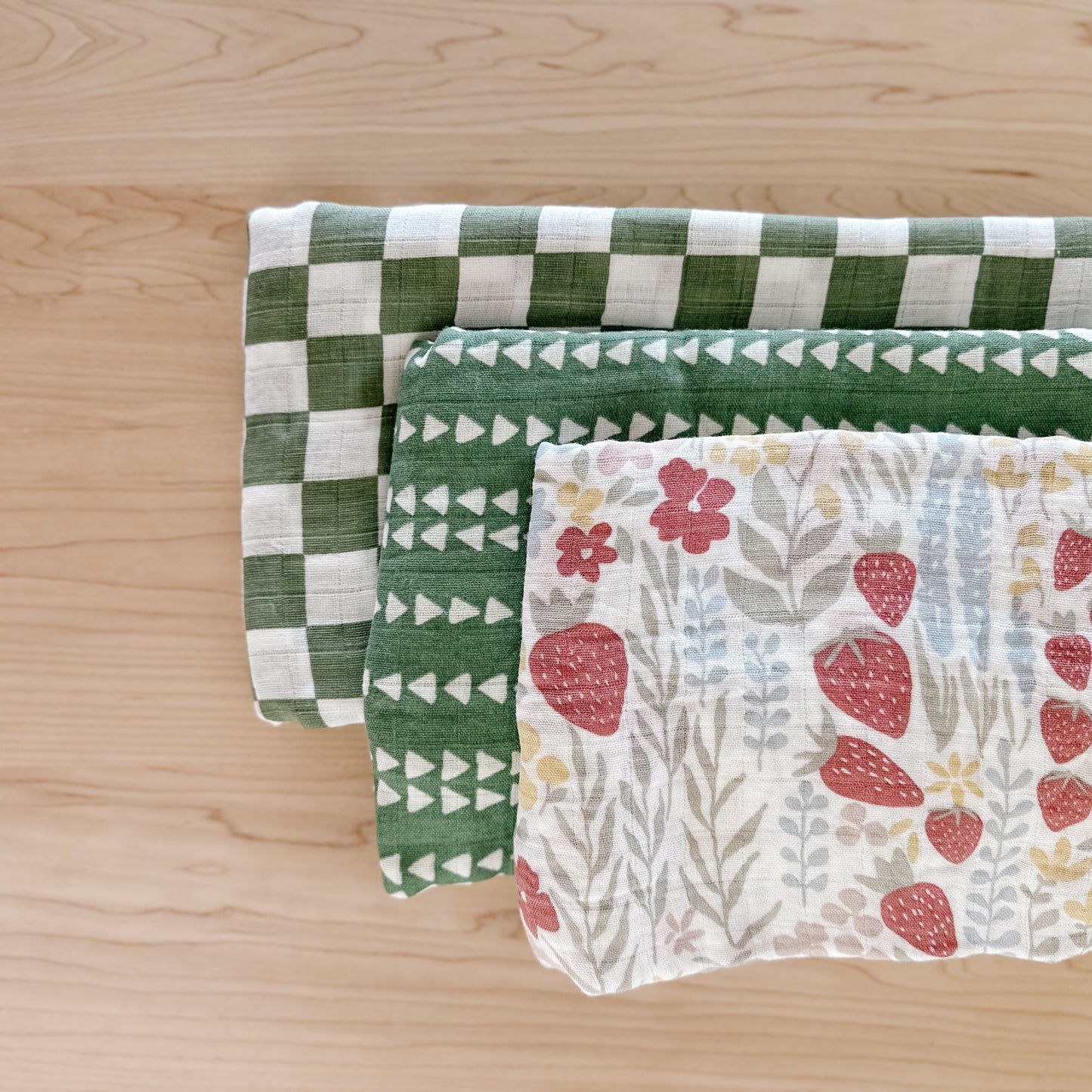 Green with Triangle Print Swaddle Blanket