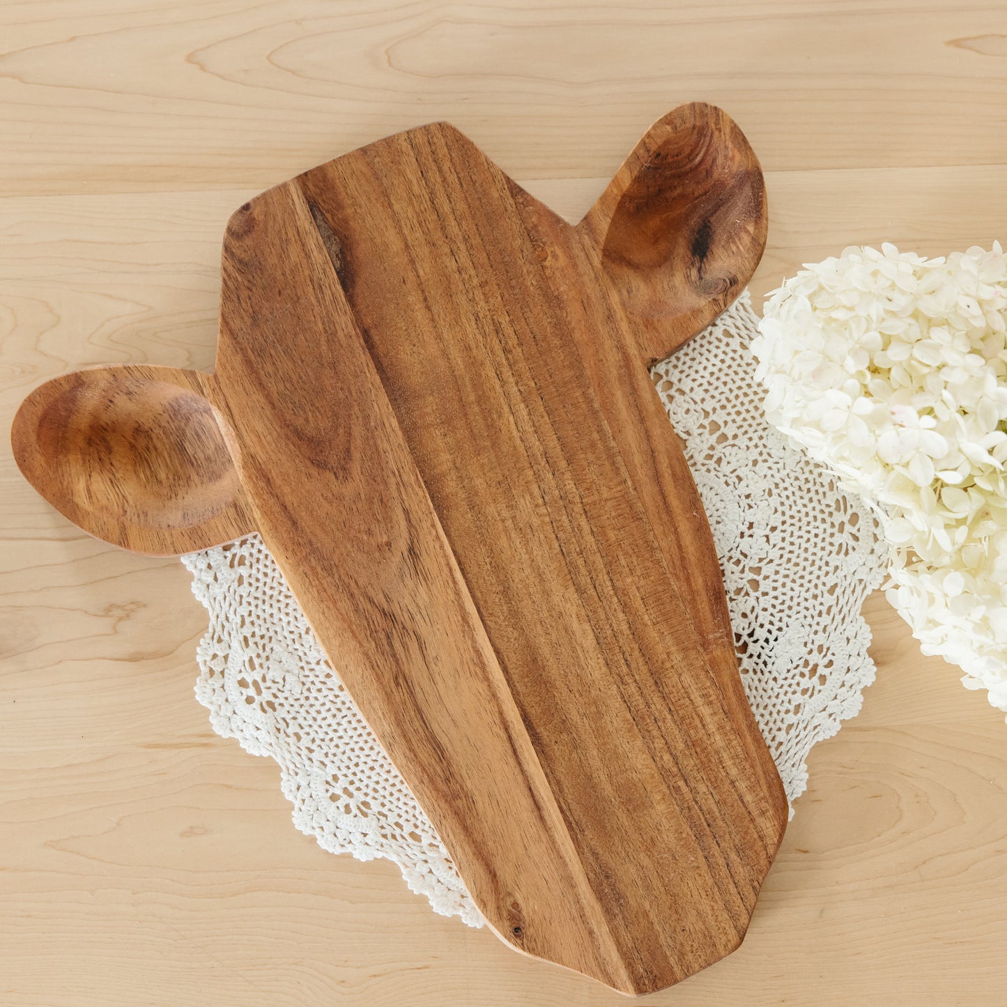Acacia Wood Cow Head Shape Board
