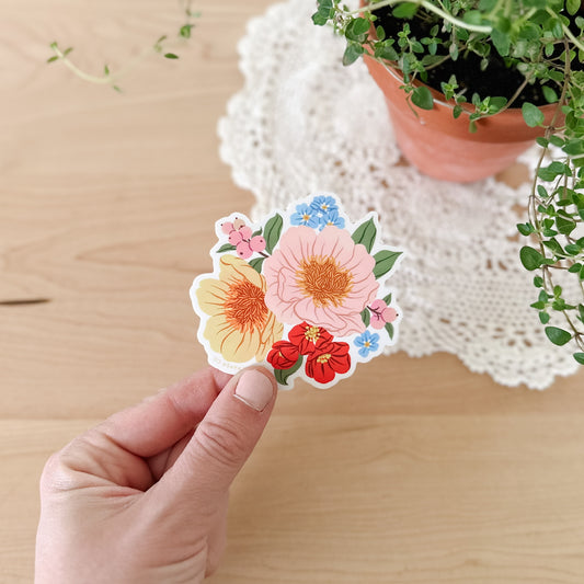 Blooming Floral Cluster | Clear Vinyl Sticker