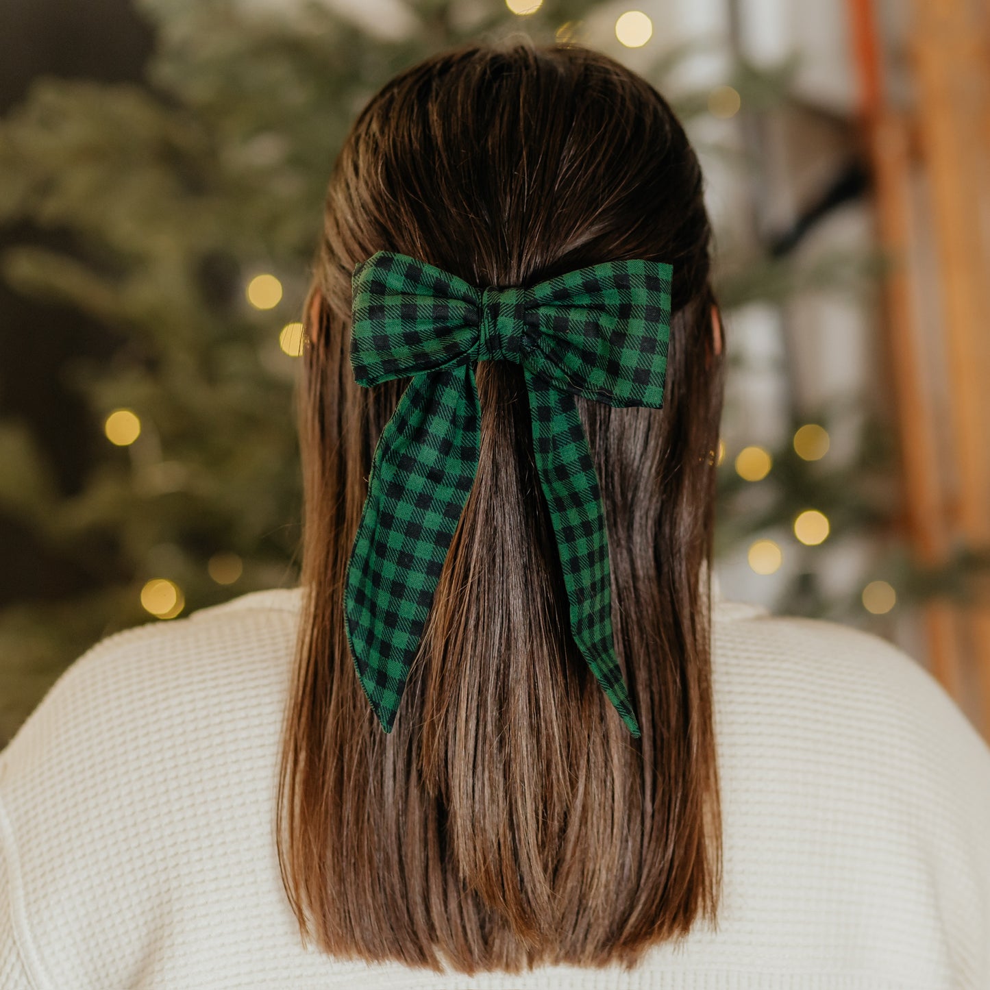 Green and Black Plaid Bow | 3 Sizes