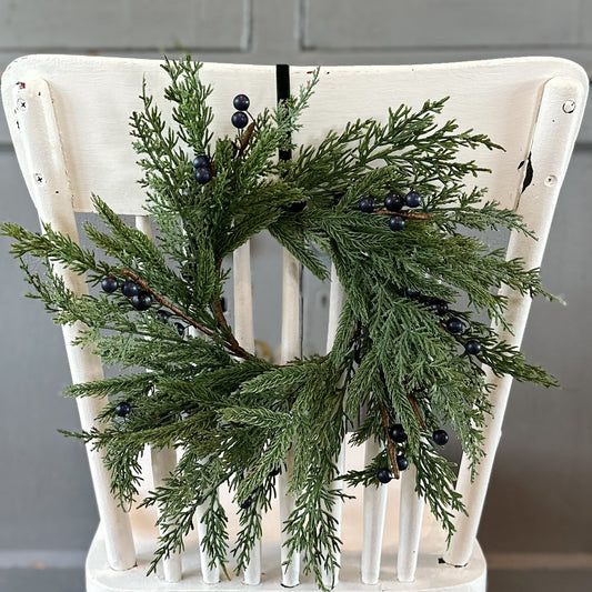 Navy Plum Berry Norfolk Cypress Wreath | 14"