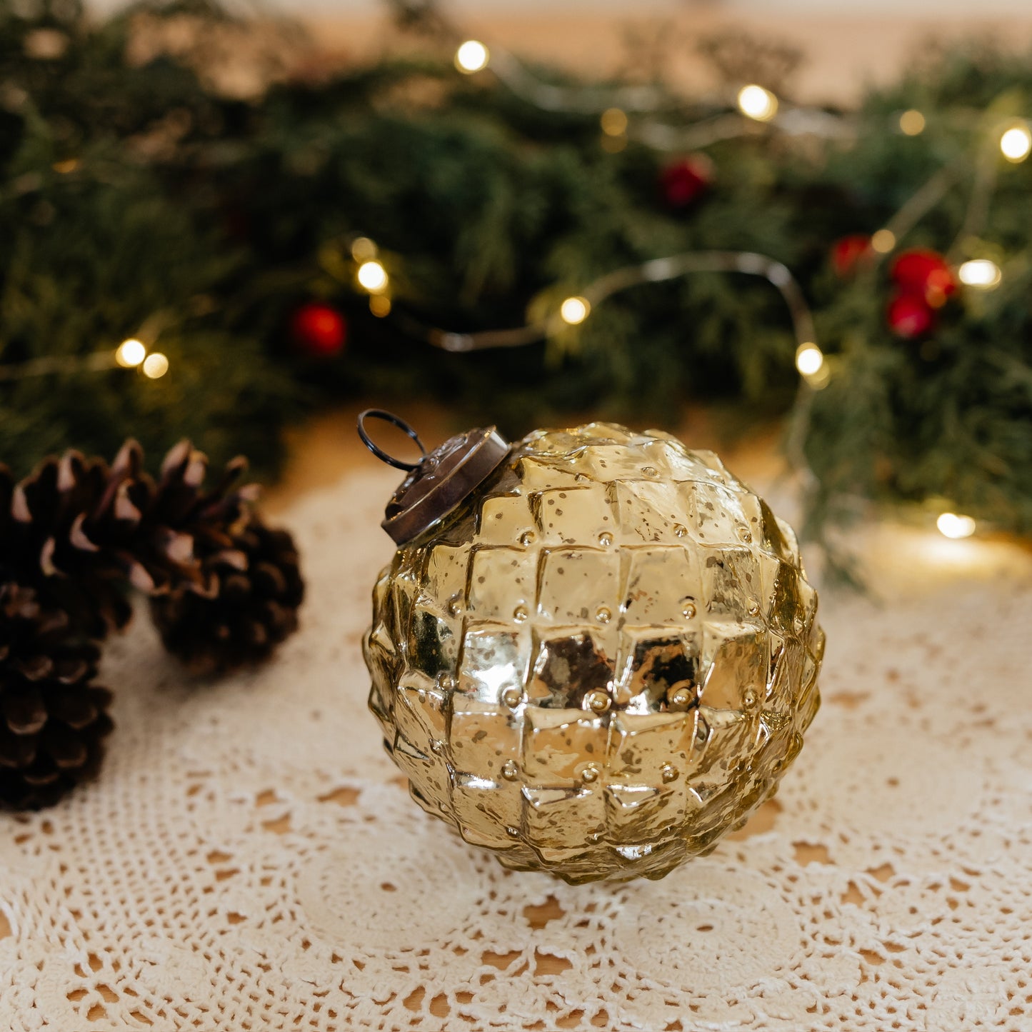 Distressed Glass Ornament | Silver and Gold