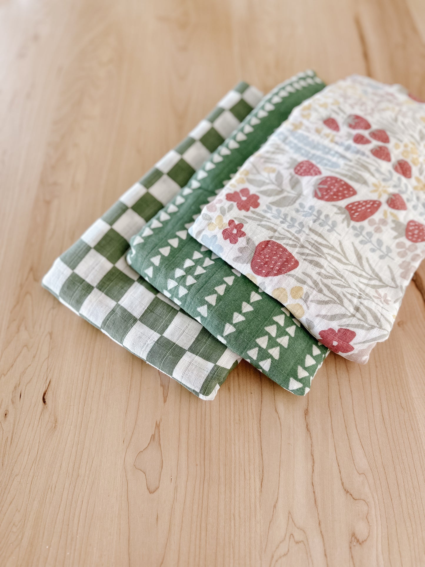 Green with Triangle Print Swaddle Blanket