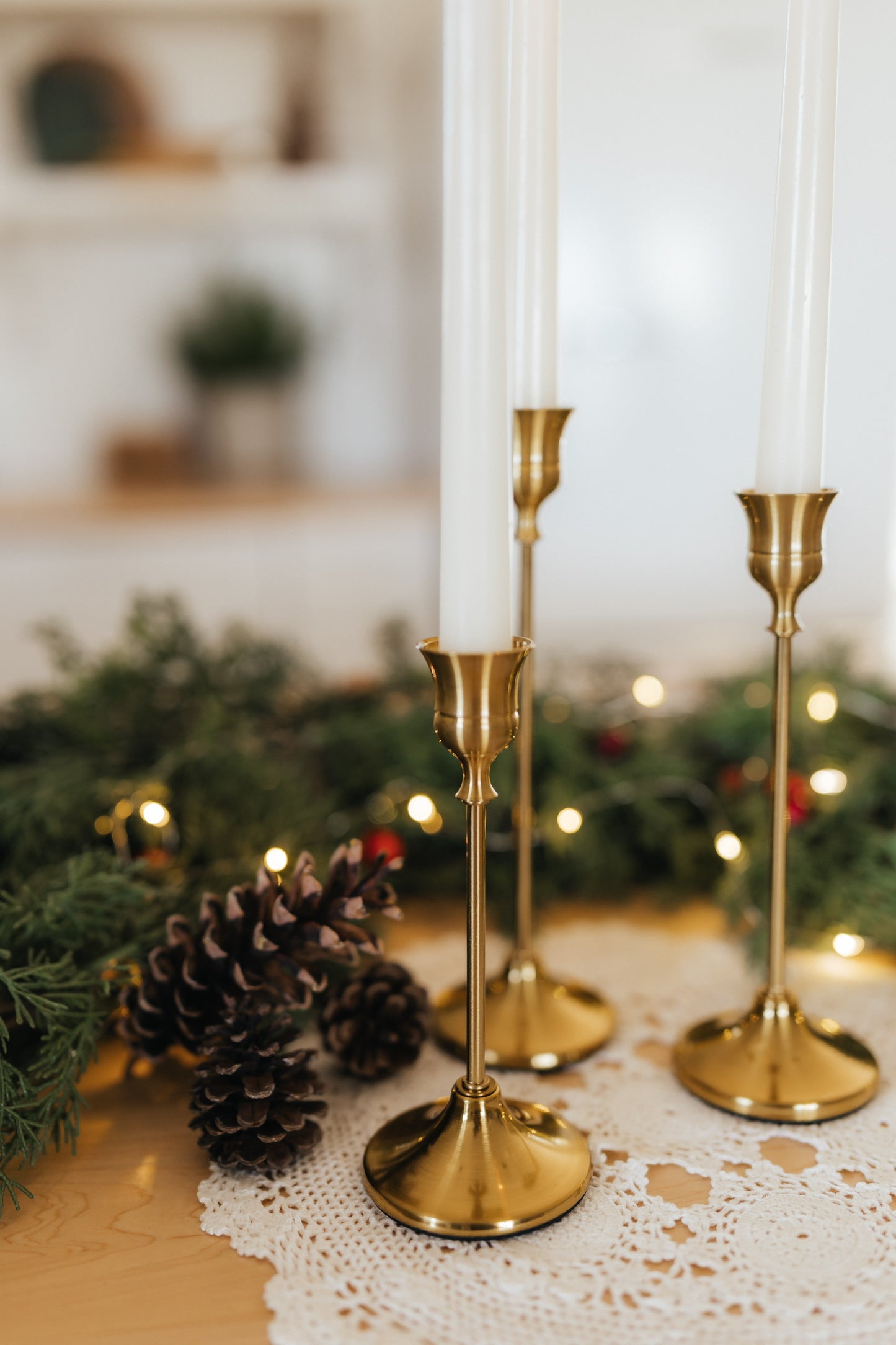 Gold Candlestick Holders | Set of 3