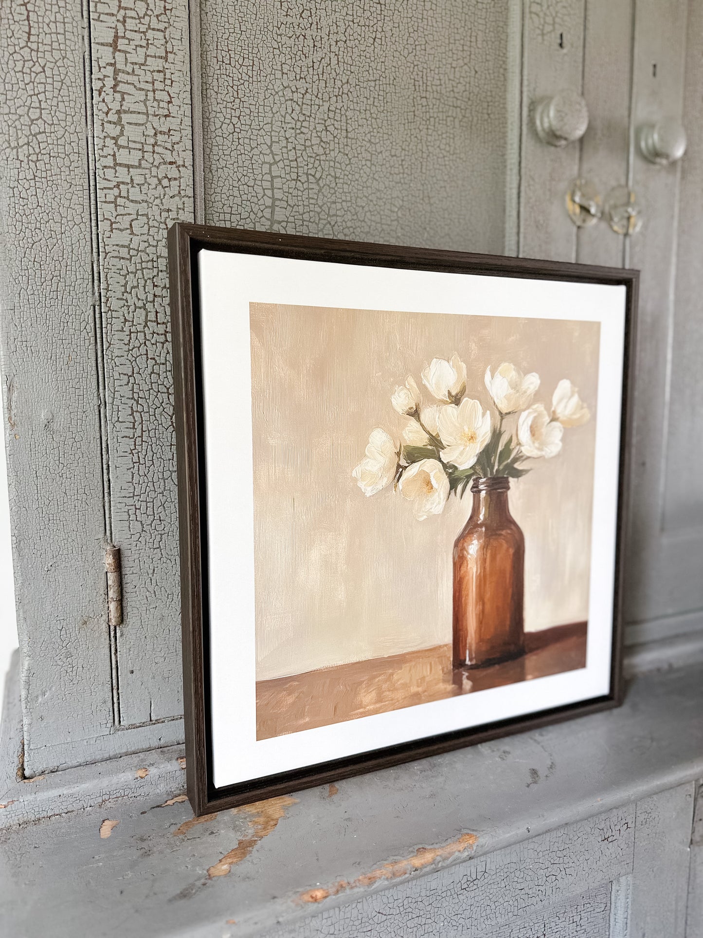Floral Bouquet in Bottle Framed Print | 2 Frame Options