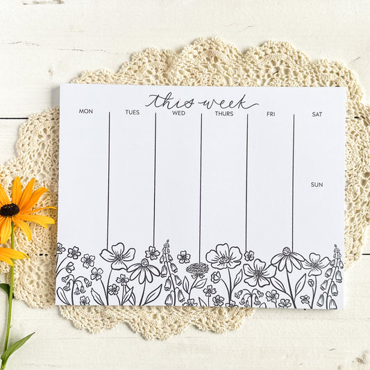 Pressed Florals Weekly Planner Notepad