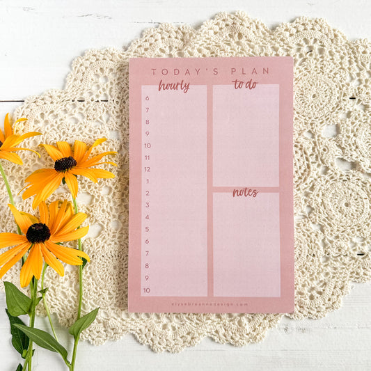 Daily Planner Notepad, Mauve Pink