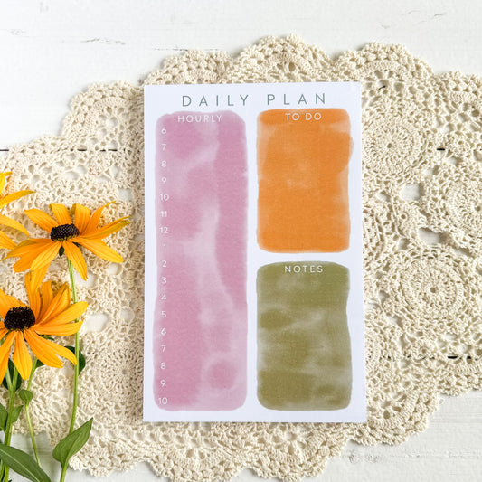 Daily Planner Notepad, Pastel Watercolour
