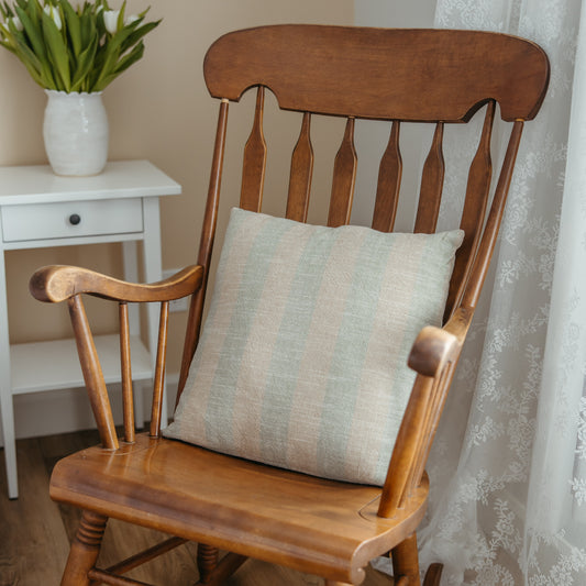 Green Wide Stripe Pillow