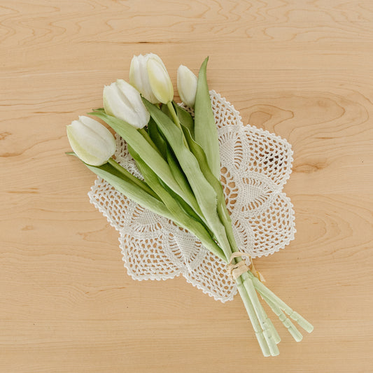 Real Touch Tulip Bunch | White