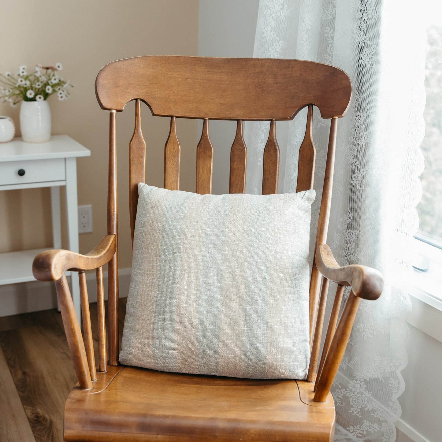 Green Wide Stripe Pillow