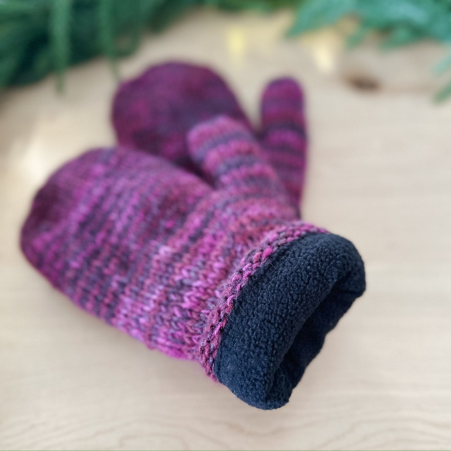 Purple Old Fashioned Knit Mittens