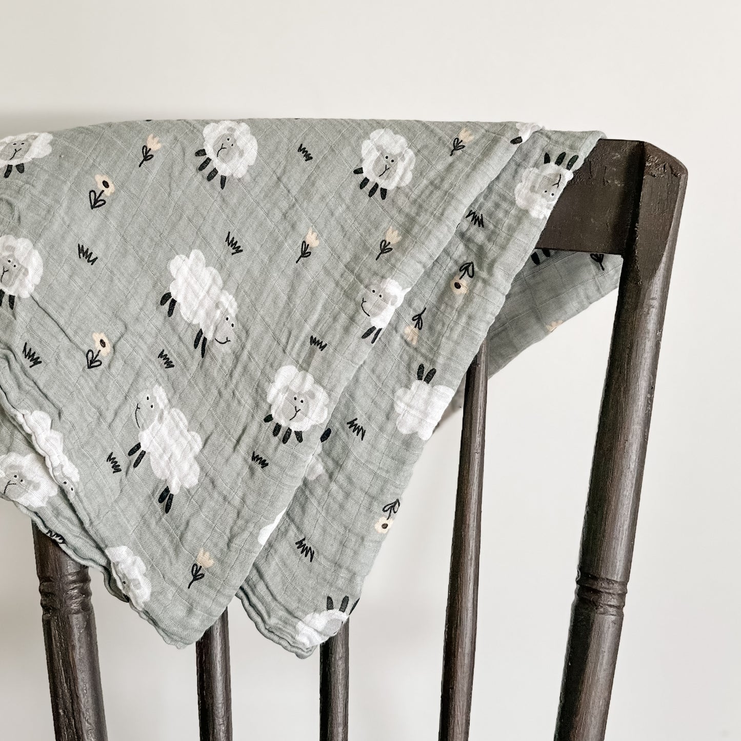 Grey Sheep Swaddle Blanket