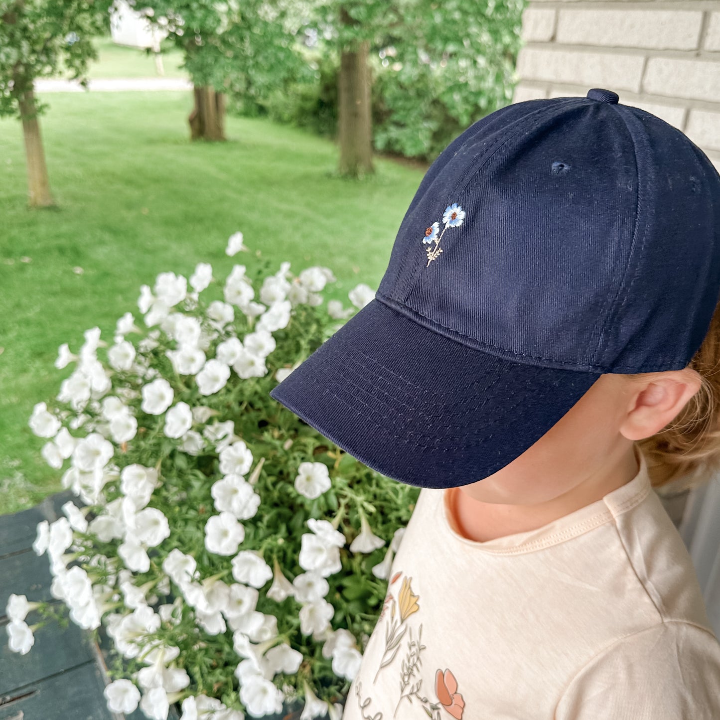 Navy Flower Cap