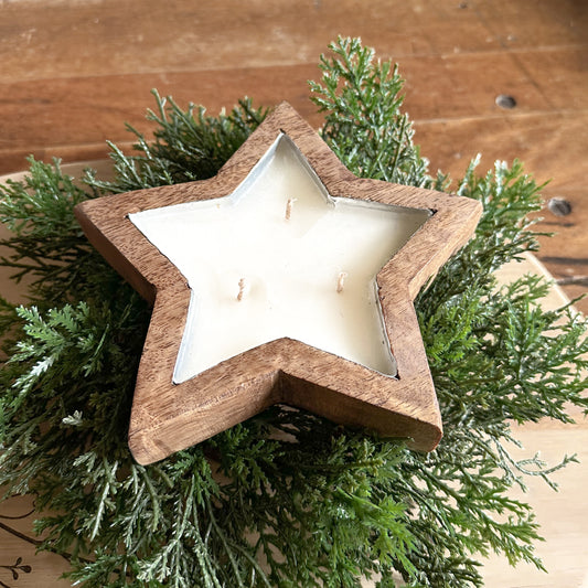 Wooden Star Candle - Amber Spruce